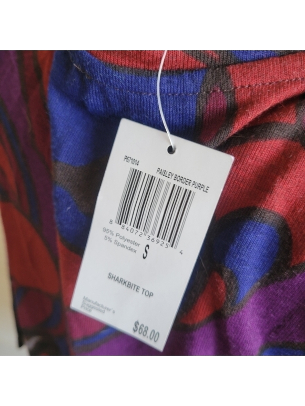 Premise Paisley Border Purple Sharkbite Top Size S - Picture 6 of 6